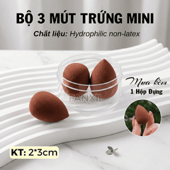 Combo: 3 mút MINI TRỨNG (NÂU) + HỘP TRÒN TRONG (5.5cm)