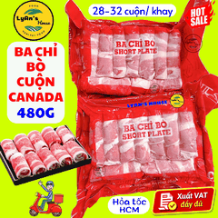(LOẠI NGON) Ba Chỉ Bò Cuộn Canada 480g (28-32 Cuộn) - Short Plate Beef Bò Mỹ Cho Lẩu & Nướng