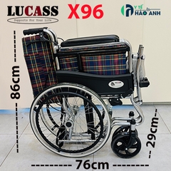 Xe lăn gọn nhẹ (13kg), bánh mâm Lucass X96B
