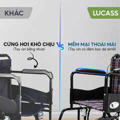 Xe lăn tiêu chuẩn Lucass X75 gấp gọn 28cm có phanh tay