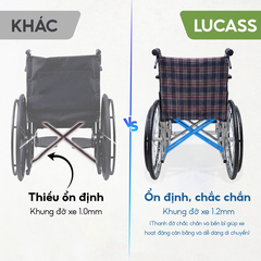 Xe lăn tiêu chuẩn Lucass X96 Ghế rộng 51cm Có Phanh tay Gấp gọn chân