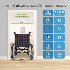 Xe lăn tiêu chuẩn Lucass X96 Ghế rộng 51cm Có Phanh tay Gấp gọn chân