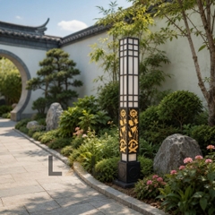 Đèn Cột Cảnh Quan LXL Lotus — CNC Hoa Sen Mạ Vàng  LXL18