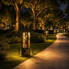 Đèn Bollard Vuông Họa Tiết X Chéo  LL10