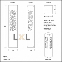Đèn Bollard Vuông Cắt Laser Họa Tiết  LL11