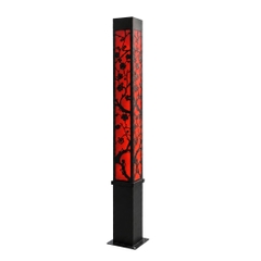 Cột Đèn Cảnh Quan LXL — Hoa Mai CNC Trên Nền Đỏ Son, LXL 31