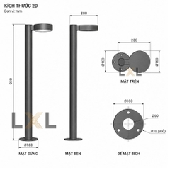 Đèn Trụ Sân Vườn Đầu Đĩa  LL17