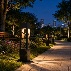 Đèn Bollard Vuông Họa Tiết X Chéo  LL10