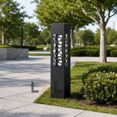 Đèn Bollard Vuông Cắt Laser Họa Tiết  LL11