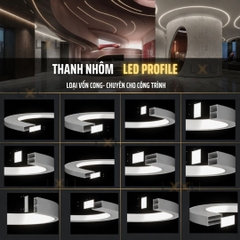 Đèn nhôm profile âm trần uốn cong