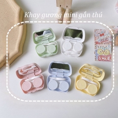 Khay Gương Mini Gắn Thú Nhiều Màu kèm dụng cụ đeo lens
