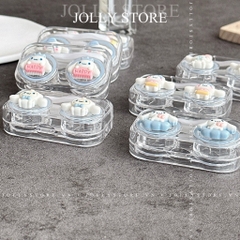 Khay - Hộp giấy đựng lens BABIEE hồng xinh xắn thỏ tai dài cinnamoroll JOLLY kèm dụng cụ đeo