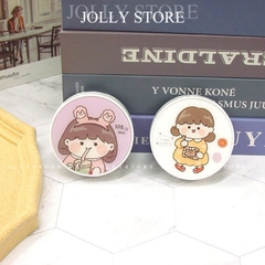 Khay gương bé tròn cute JOLLY đựng lens kèm dụng cụ đeo lens