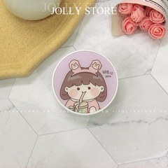 Khay gương bé tròn cute JOLLY đựng lens kèm dụng cụ đeo lens