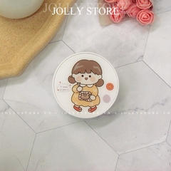 Khay gương bé tròn cute JOLLY đựng lens kèm dụng cụ đeo lens