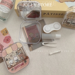 Khay gương đựng lens cute JOLLY kèm dụng cụ đeo