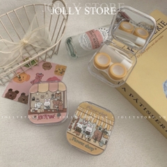 Khay gương đựng lens cute JOLLY kèm dụng cụ đeo
