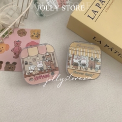 Khay gương đựng lens cute JOLLY kèm dụng cụ đeo