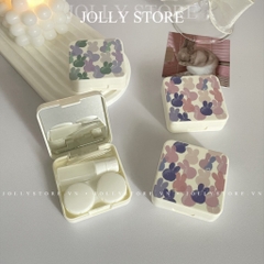 Khay gương đựng lens cute JOLLY kèm dụng cụ đeo