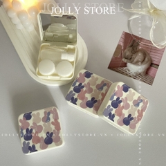 Khay gương đựng lens cute JOLLY kèm dụng cụ đeo