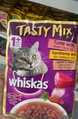 Sốt Whiskas Tasty Mix 70g cá ngừ, kanikama, cà rốt
