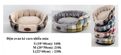 Đệm ovan kẻ caro nhiều màu sz M