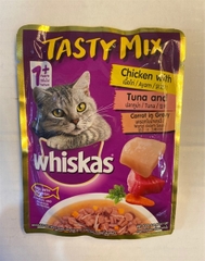 Sốt Whiskas Tasty Mix 70g gà, cá ngừ, cà rốt