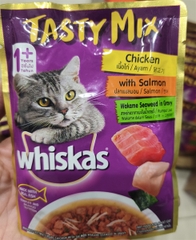 Sốt Whiskas Tasty Mix 70g gà, cá hồi, rong biển