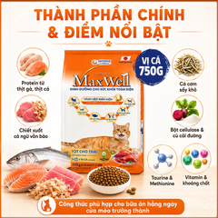 Hạt thức ăn Max Well Adult tốt cho thận vị cá 750g