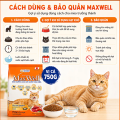 Hạt thức ăn Max Well Adult tốt cho thận vị cá 750g