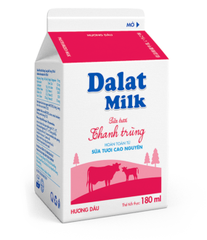 Sữa tươi thanh trùng DalatMilk Hương Dâu 180ml