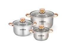 Bộ 3 nồi inox 5 đáy Sunhouse size 16-20-24cm SH781