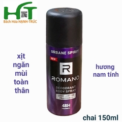 Xịt khử mùi toàn thân Romano Urbane Spirit tím hương nước hoa 150ml
