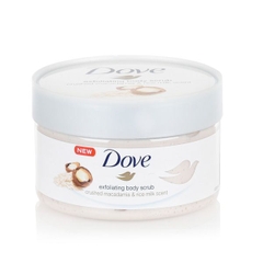 Tẩy da chết DOVE cream-Dusch-Peeling Gạo +Macca 225ml Hà Lan