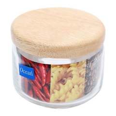 Lọ thuỷ tinh trơn Ocean nắp gỗ 2511 325ml Thái Lan