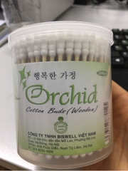 Bông tăm Orchid hộp tròn người lớn lõi gỗ 200 que