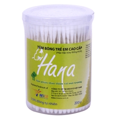 Tăm bông Hana hộp tròn trẻ em đầu xoắn 200 chiếc
