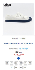 Giày Orban D2001 màu trắng đế xanh chàm 10 size 35-44