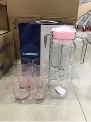 Bộ bình 1,1L, 4 cốc thuỷ tinh 240ml Luminarc Funny Flower