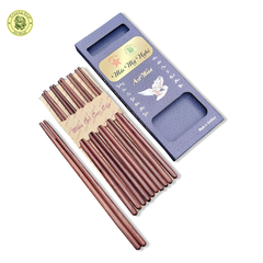 Bộ 5 đôi đũa gỗ Trường Sơn cẩm lai tiện đầu tròn 24cm
