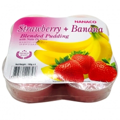 Thạch pudding dừa vị dâu, chuối Nanaco Thái Lan 108g