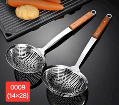Chao inox đúc cán gỗ dẹt Canyu size 14*28cm 0009