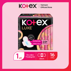 Băng vệ sinh cao cấp Kotex Luxe êm mềm thoáng khí có cánh 8M 23cm