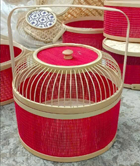 Giỏ quà tết - Giỏ lồng mây đỏ