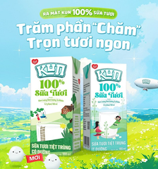 Lof KUN sữa tươi cao lớn & đề kháng ít đường 110ml