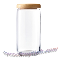 Lọ thuỷ tinh trơn Ocean Pop Jar Wooden nắp gỗ 1L Thái Lan 2536
