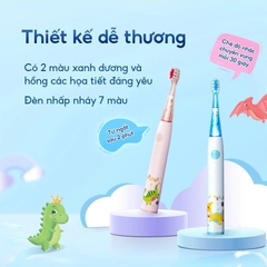 Bàn chải điện Brushie Kids cao cấp đầu lông siêu mềm ,3 chức năng cho bé từ 3 tuổi