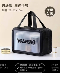 Túi đựng mỹ phẩm, đồ trang điểm da Washbag 2 ngăn size nhỡ