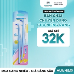Daily Smile Bàn Chải Đầu Nhỏ Chuyên Niềng Răng PBT Đức Cao Cấp 45° Lông Siêu Mềm Mịn Màu Xanh Hồng Tím Hộp 2 Cái