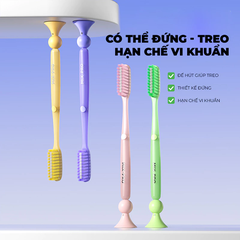 Bộ 2 bàn chải có giác hút màu hồng và xanh lá cây